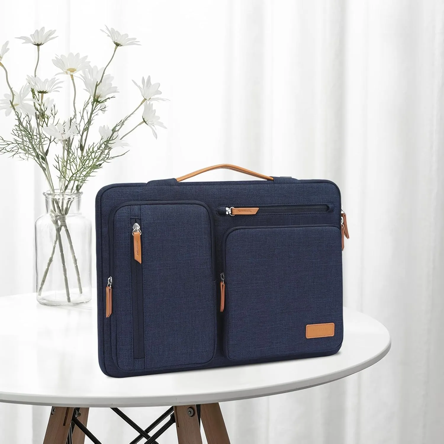 MOSISO 360 Protective Laptop Case 13.3 inch, 13-14 inch Laptop Sleeve Compatible with MacBook Air/Pro 13 / Pro 14, HP Dell Acer ASUS, Side Open Carrying Case with 4 Zipper Pockets&Handle, Navy Blue