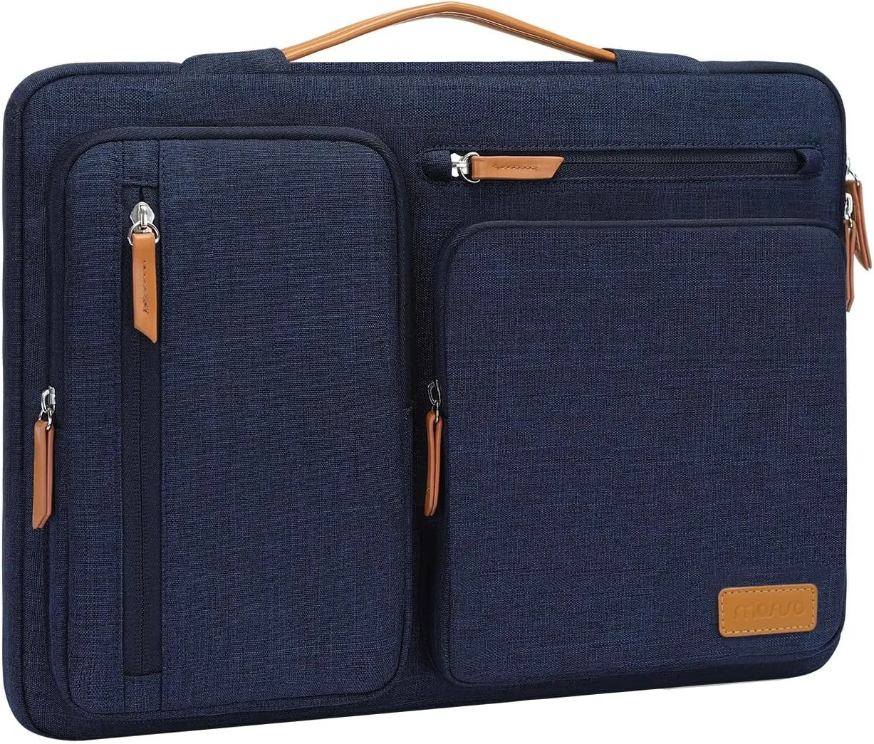MOSISO 360 Protective Laptop Case 13.3 inch, 13-14 inch Laptop Sleeve Compatible with MacBook Air/Pro 13 / Pro 14, HP Dell Acer ASUS, Side Open Carrying Case with 4 Zipper Pockets&Handle, Navy Blue