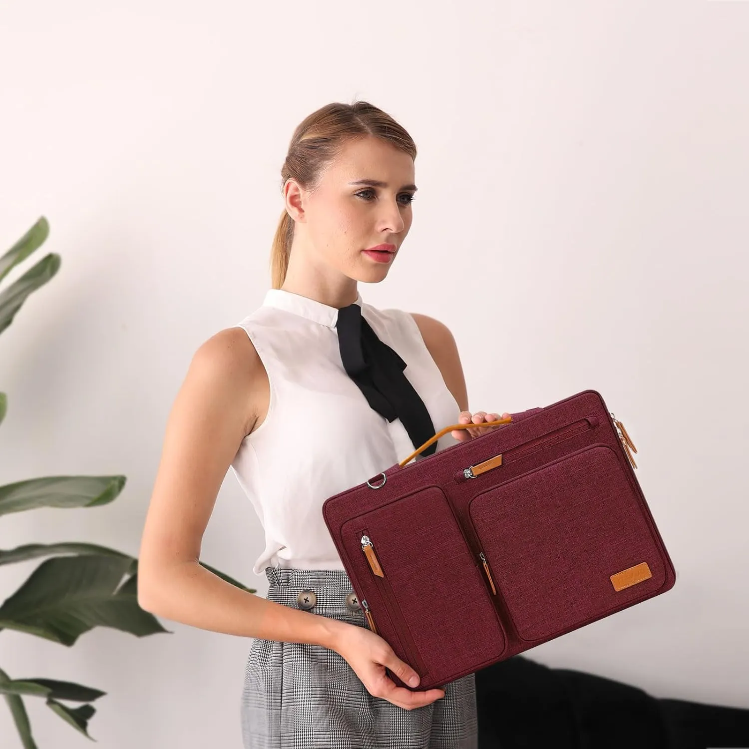 MOSISO 360 Protective Laptop Shoulder Bag,13-13.3 inch Computer Bags Compatible with MacBook, HP, Dell, Lenovo, Asus Notebook,Side Open Messenger Bag with 4 Zipper Pockets, Wine Red