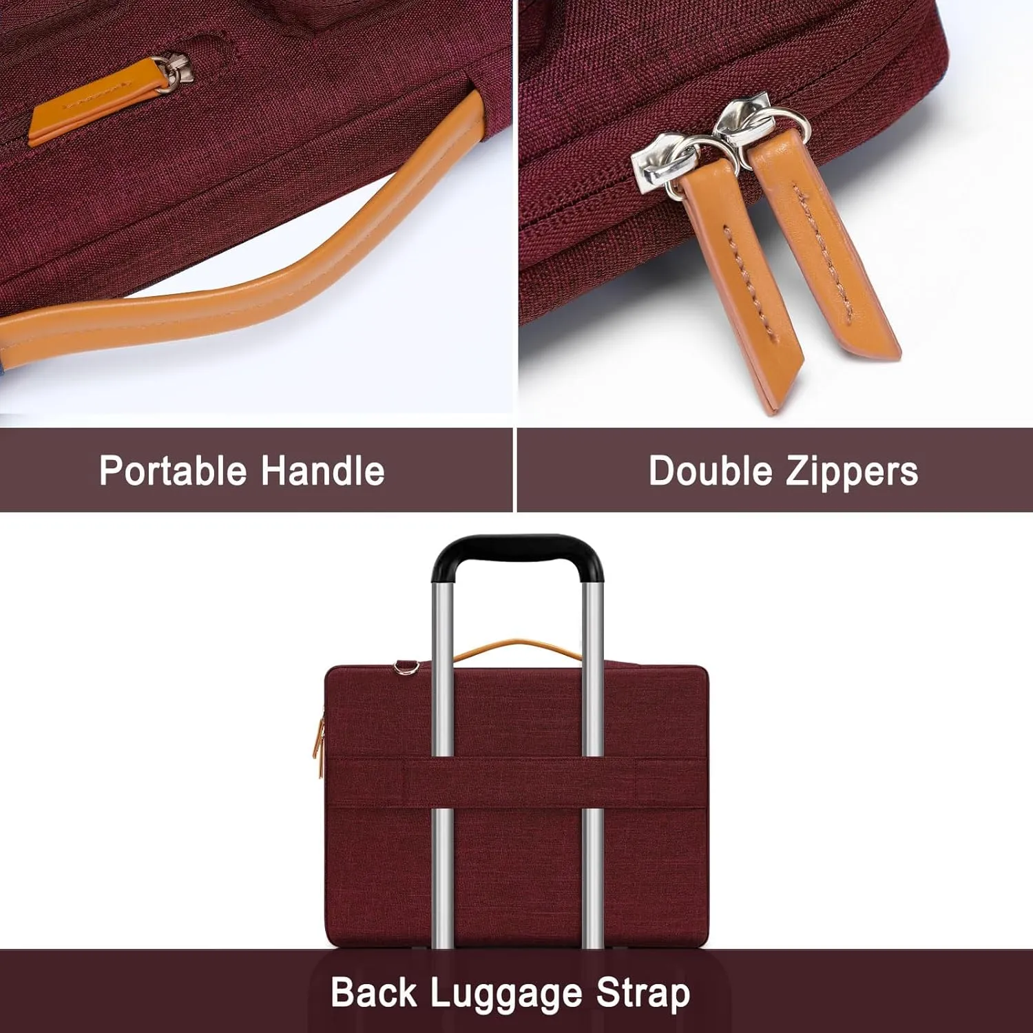 MOSISO 360 Protective Laptop Shoulder Bag,13-13.3 inch Computer Bags Compatible with MacBook, HP, Dell, Lenovo, Asus Notebook,Side Open Messenger Bag with 4 Zipper Pockets, Wine Red