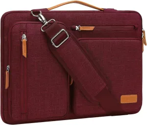 MOSISO 360 Protective Laptop Shoulder Bag,13-13.3 inch Computer Bags Compatible with MacBook, HP, Dell, Lenovo, Asus Notebook,Side Open Messenger Bag with 4 Zipper Pockets, Wine Red