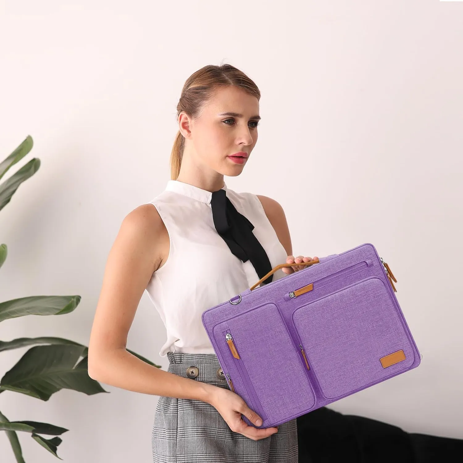MOSISO 360 Protective Laptop Shoulder Bag,14 inch Computer Bags Compatible with MacBook Air 15 inch M4 M3 M2/Pro A1990 A1707,Side Open Messenger Bag with 4 Zipper Pockets, Lilac