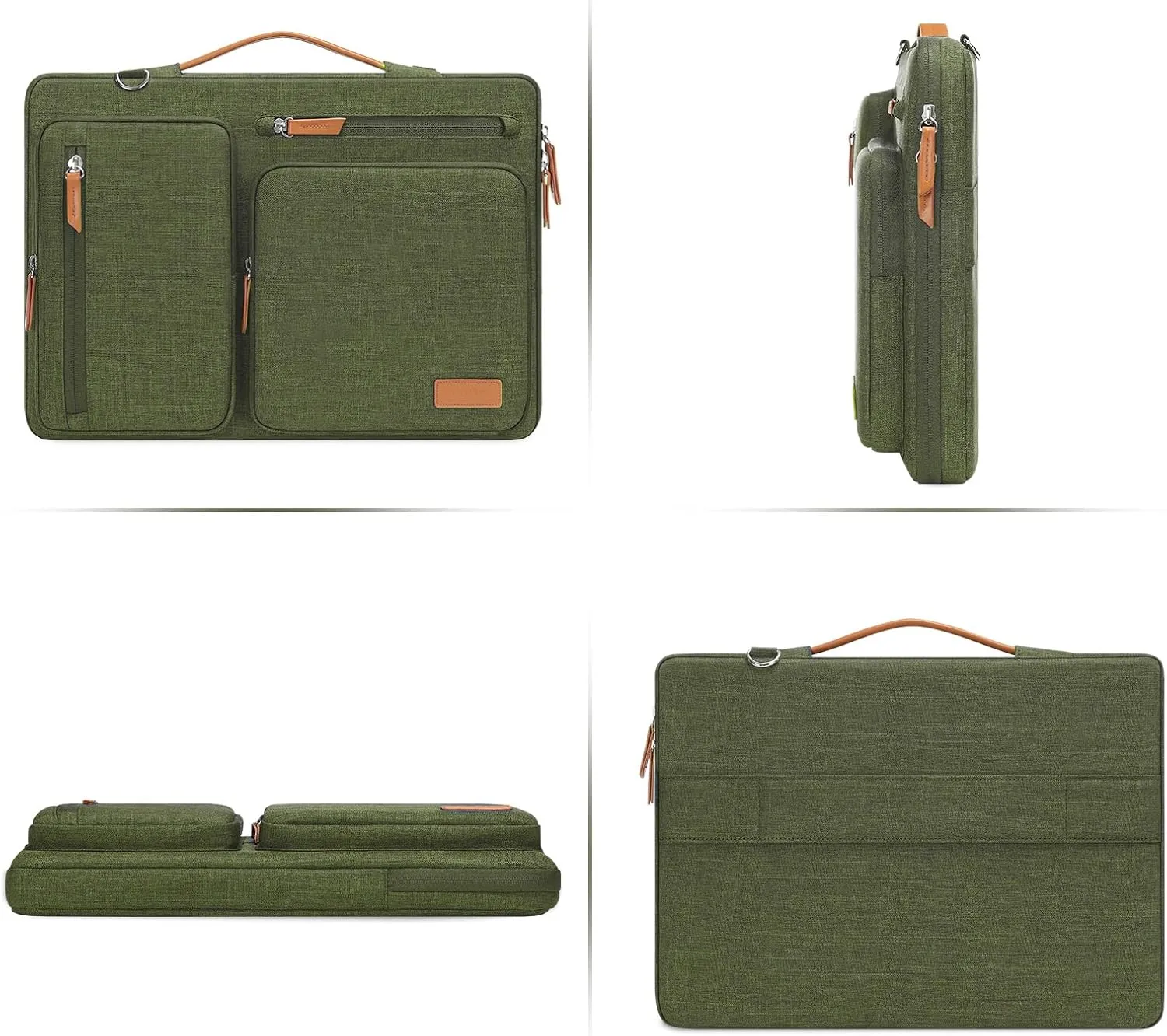 MOSISO 360 Protective Laptop Shoulder Bag,17-17.3 inch Computer Bags Compatible with MacBook, HP, Dell, Lenovo, Asus Notebook,Side Open Messenger Bag with 4 Zipper Pockets, Olive Green
