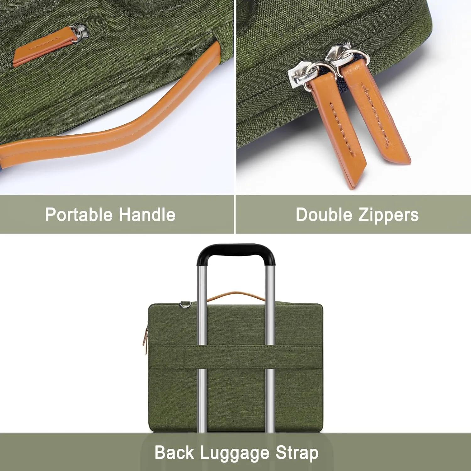 MOSISO 360 Protective Laptop Shoulder Bag,17-17.3 inch Computer Bags Compatible with MacBook, HP, Dell, Lenovo, Asus Notebook,Side Open Messenger Bag with 4 Zipper Pockets, Olive Green