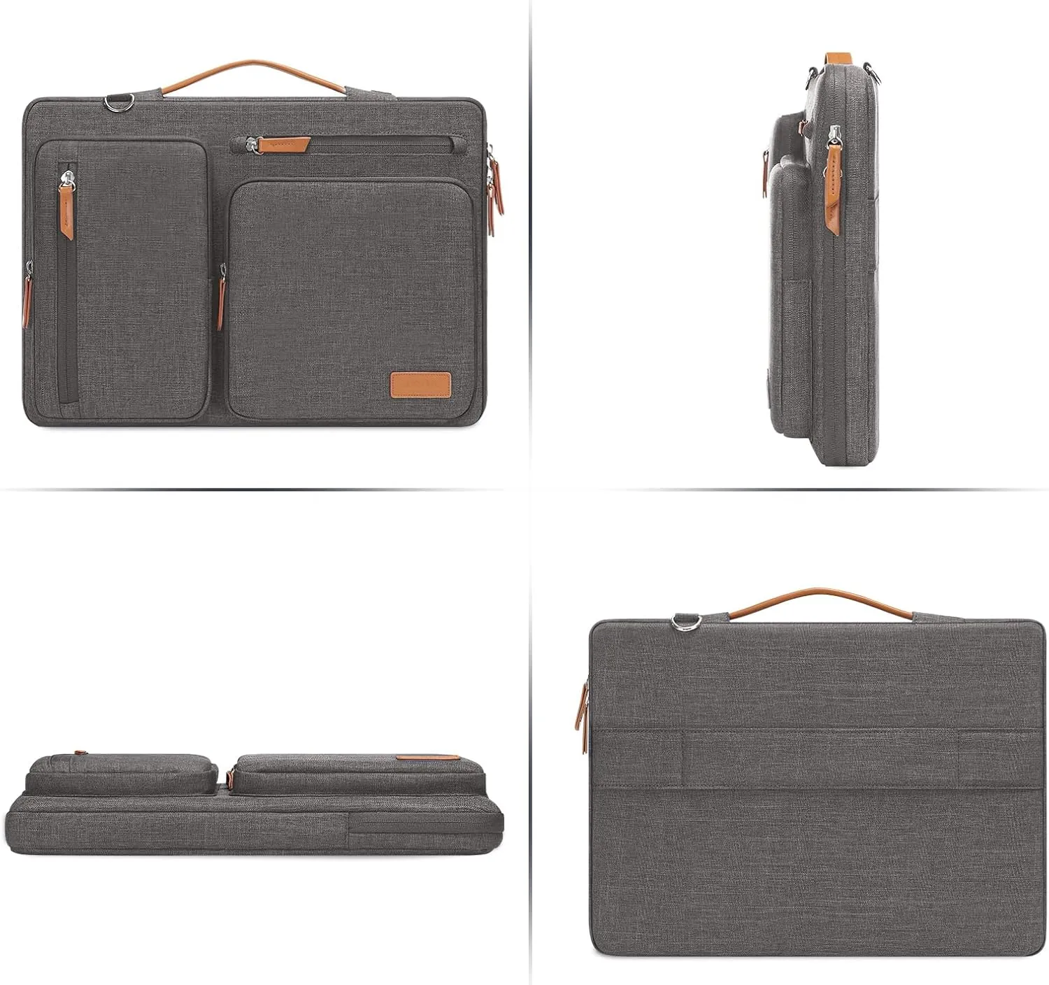 MOSISO 360 Protective Laptop Shoulder Bag,17-17.3 inch Computer Bags Compatible with MacBook, HP, Dell, Lenovo, Asus Notebook,Side Open Messenger Bag with 4 Zipper Pockets, Taupe Gray