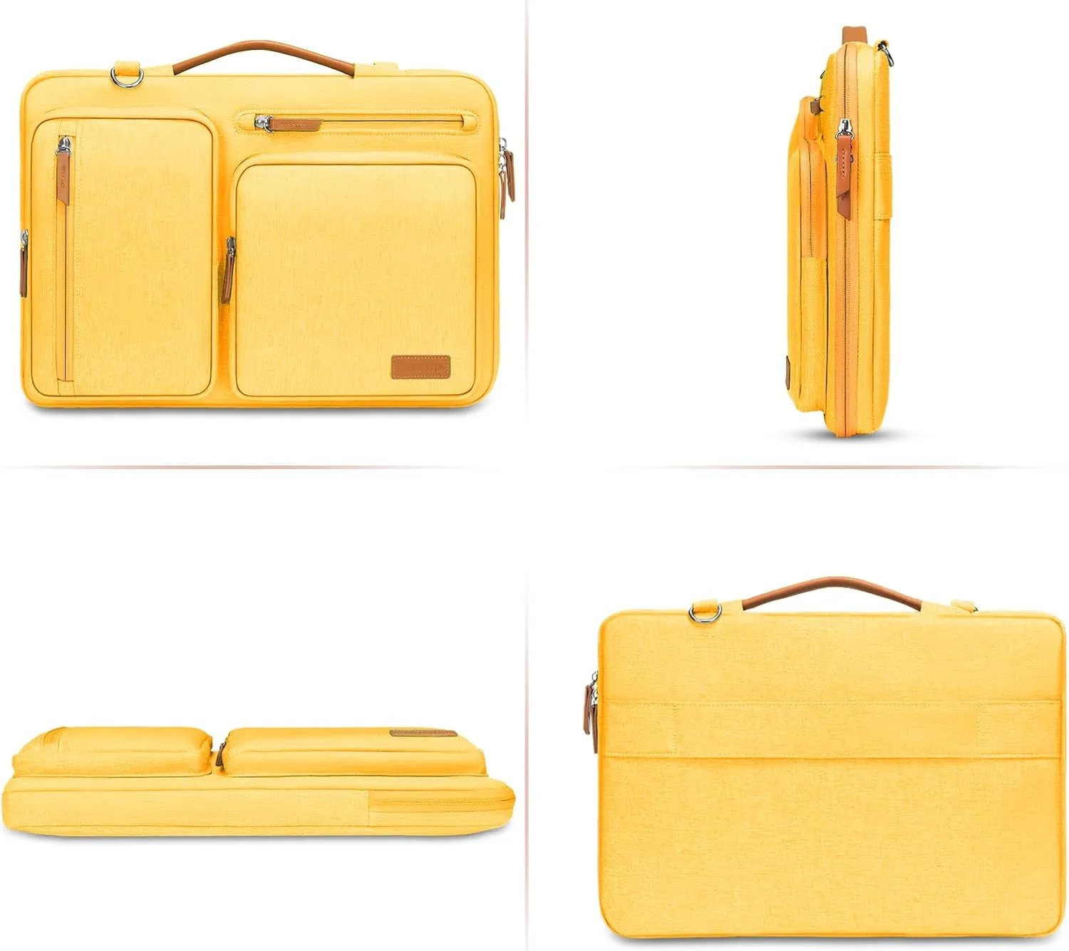 MOSISO 360 Protective Laptop Shoulder Bag,17-17.3 inch Computer Bags Compatible with MacBook, HP, Dell, Lenovo, Asus Notebook,Side Open Messenger Bag with 4 Zipper Pockets, Yellow