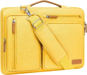 MOSISO 360 Protective Laptop Shoulder Bag,17-17.3 inch Computer Bags Compatible with MacBook, HP, Dell, Lenovo, Asus Notebook,Side Open Messenger Bag with 4 Zipper Pockets, Yellow