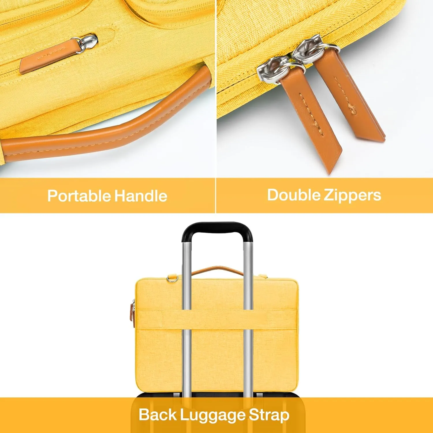 MOSISO 360 Protective Laptop Shoulder Bag,17-17.3 inch Computer Bags Compatible with MacBook, HP, Dell, Lenovo, Asus Notebook,Side Open Messenger Bag with 4 Zipper Pockets, Yellow
