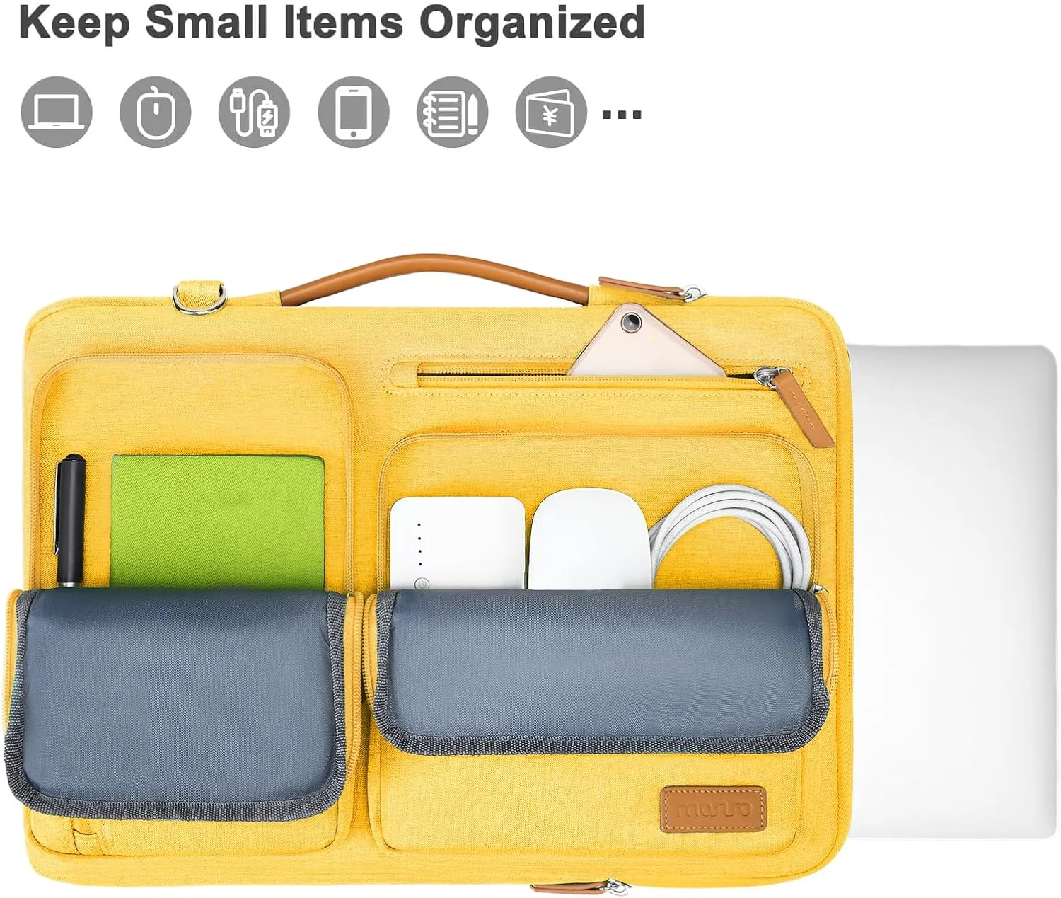 MOSISO 360 Protective Laptop Shoulder Bag,17-17.3 inch Computer Bags Compatible with MacBook, HP, Dell, Lenovo, Asus Notebook,Side Open Messenger Bag with 4 Zipper Pockets, Yellow