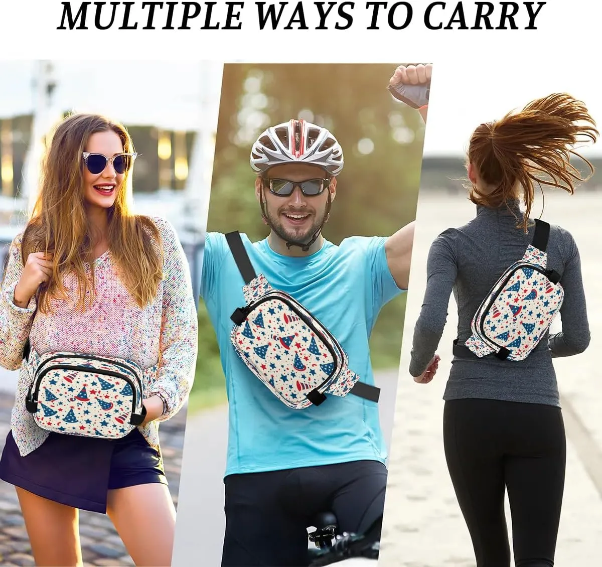 Multicolor Stars Intersting Pattern Fanny Packs for Women Men Waterproof Waist Bag with Adjustable Strap Belt Bag for Travel Running Hiking