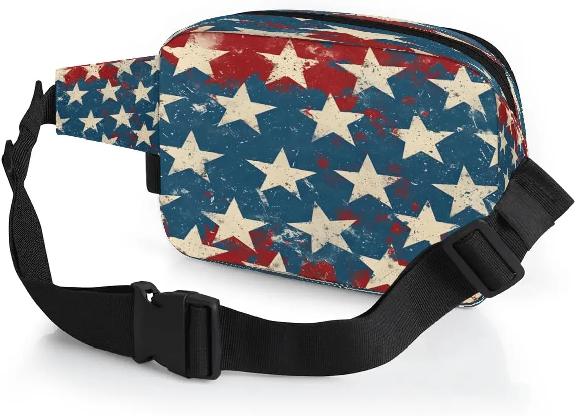 Multicolor Stars Patterns Fanny Packs for Women Men Waterproof Waist Bag with Adjustable Strap Belt Bag for Travel Running Hiking