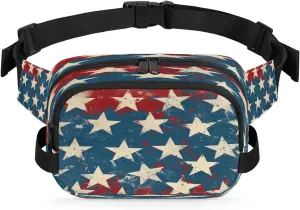 Multicolor Stars Patterns Fanny Packs for Women Men Waterproof Waist Bag with Adjustable Strap Belt Bag for Travel Running Hiking