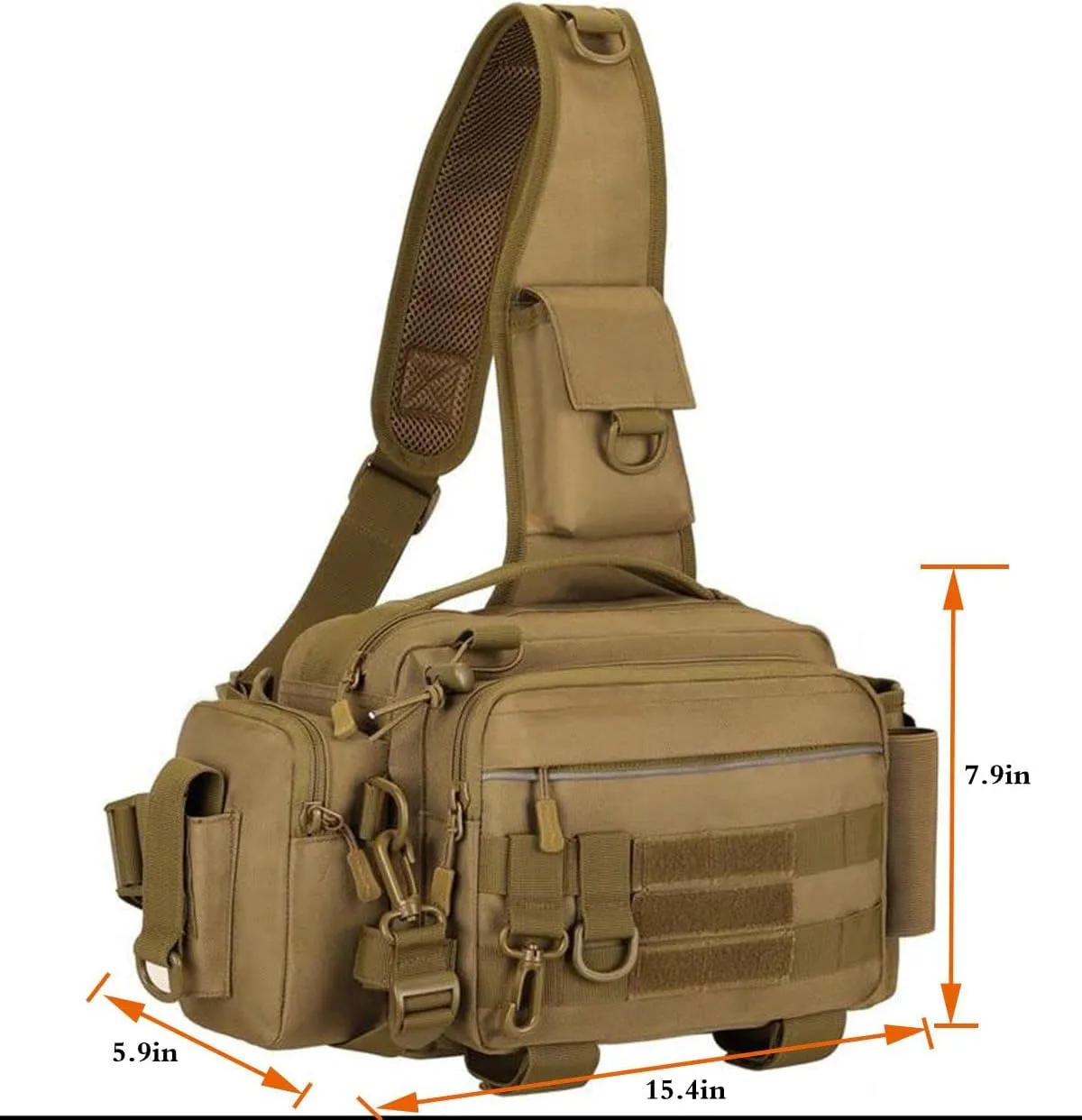 Multipurpose Sling Fishing Tackle Bag Waist Pack Tactical Chest Bag Admin Pouch Fishing Fanny Pack and Tackle Storage Hip Bag Cross Body Sling Pack （Brown）