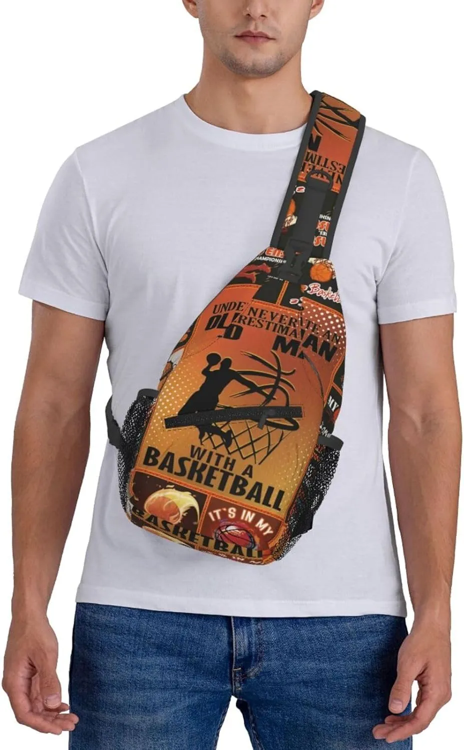 Never Underestimate An Old Man With A Basketball Chest Bags Crossbody Sling Bag Shoulder Bag Travel Hiking Daypack For Men Women