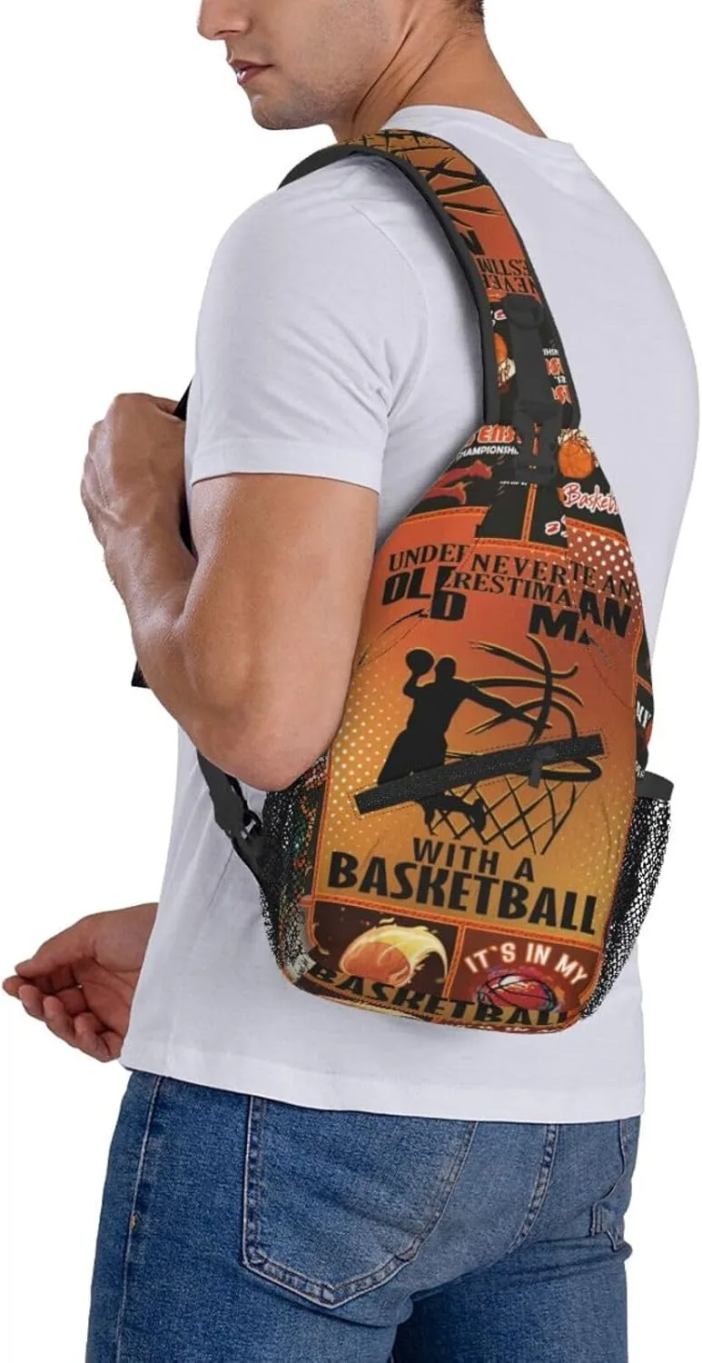 Never Underestimate An Old Man With A Basketball Chest Bags Crossbody Sling Bag Shoulder Bag Travel Hiking Daypack For Men Women