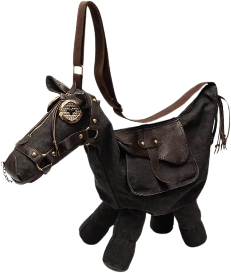Novelty Horse-Shaped Crossbody Bag – Western Cowboy Shoulder Purse with Adjustable Strap, Retro Ranch Bag