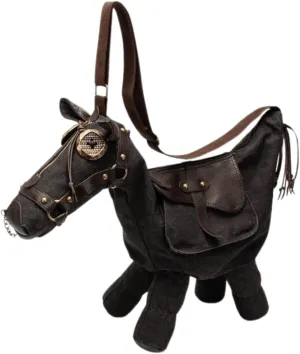 Novelty Horse-Shaped Crossbody Bag – Western Cowboy Shoulder Purse with Adjustable Strap, Retro Ranch Bag