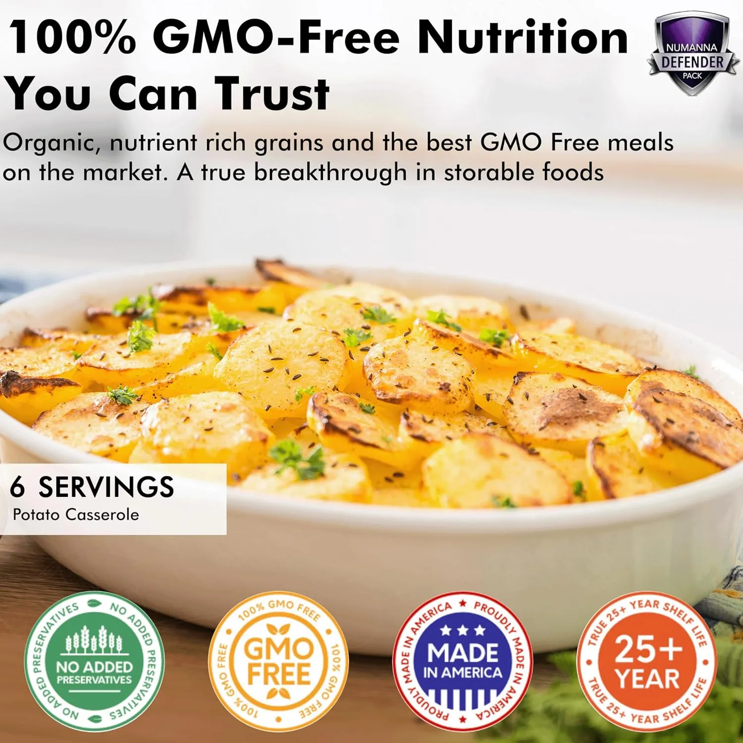 Numanna Triple Defender Nutritive Pack Total 612 Servings GMO Free, Easy To Prepare Meals with Organic Grains and Super Foods Nutrient Rich Emergency Supply Meals 25  Years Shelf Life