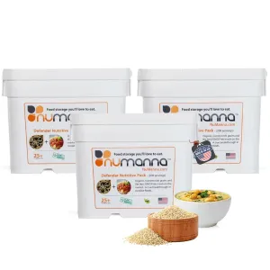 Numanna Triple Defender Nutritive Pack Total 612 Servings GMO Free, Easy To Prepare Meals with Organic Grains and Super Foods Nutrient Rich Emergency Supply Meals 25  Years Shelf Life