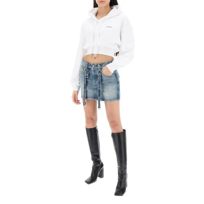 Off-White denim mini skirt with straps