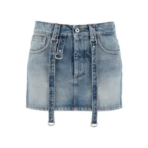Off-White denim mini skirt with straps