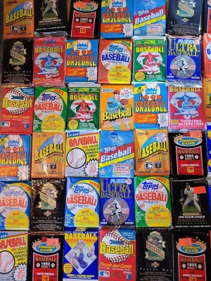 Old Baseball Cards - Unopened Packs Fr Wax Box. Huge Vintage 100 Card Lot