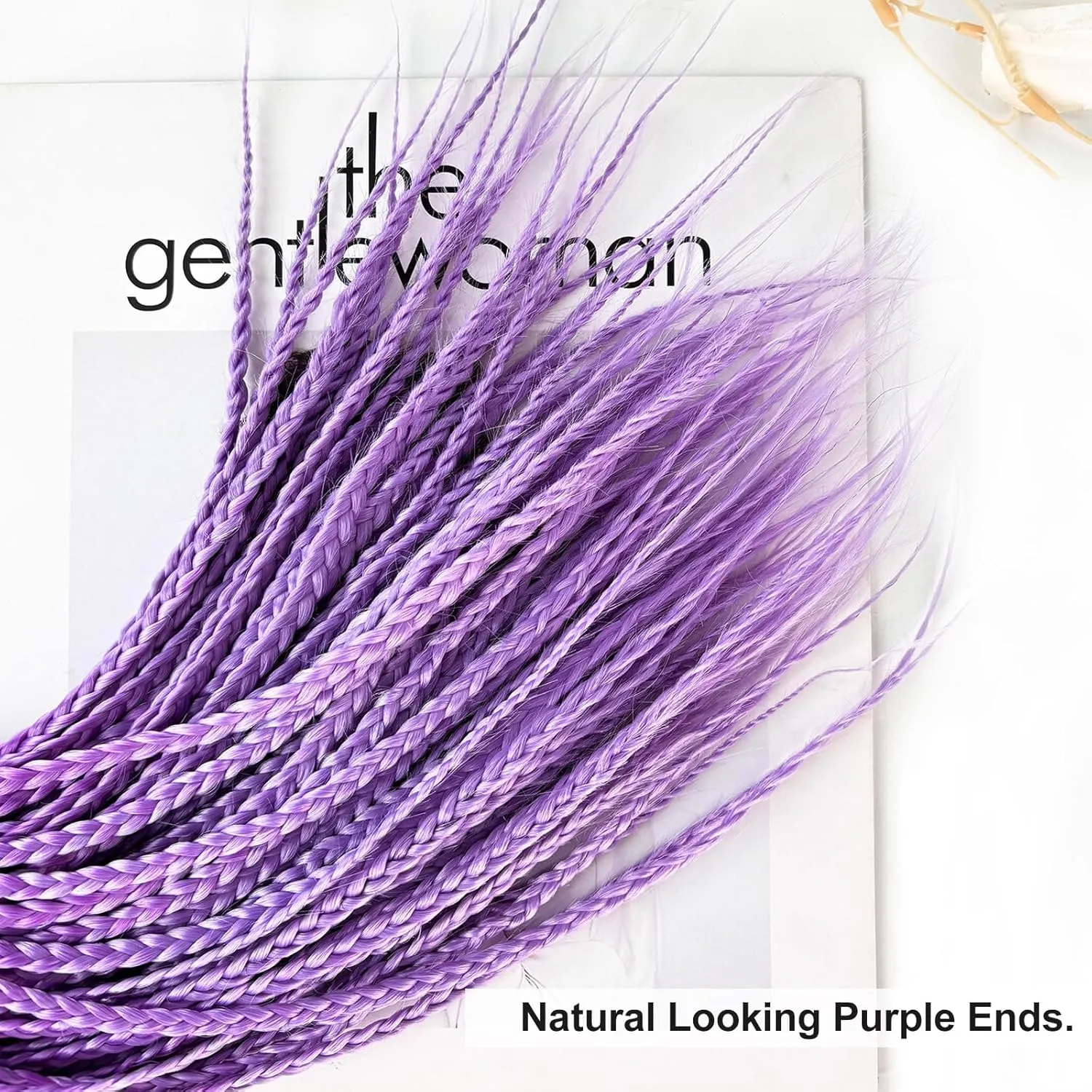 Ombre Purple Crochet Box Braids Pre Looped Crochet Braids for Women and Girl 20 Inch Small Size Thin Braid Hair Extension (Ombre Purple, 20 inch box braids 6 packs)