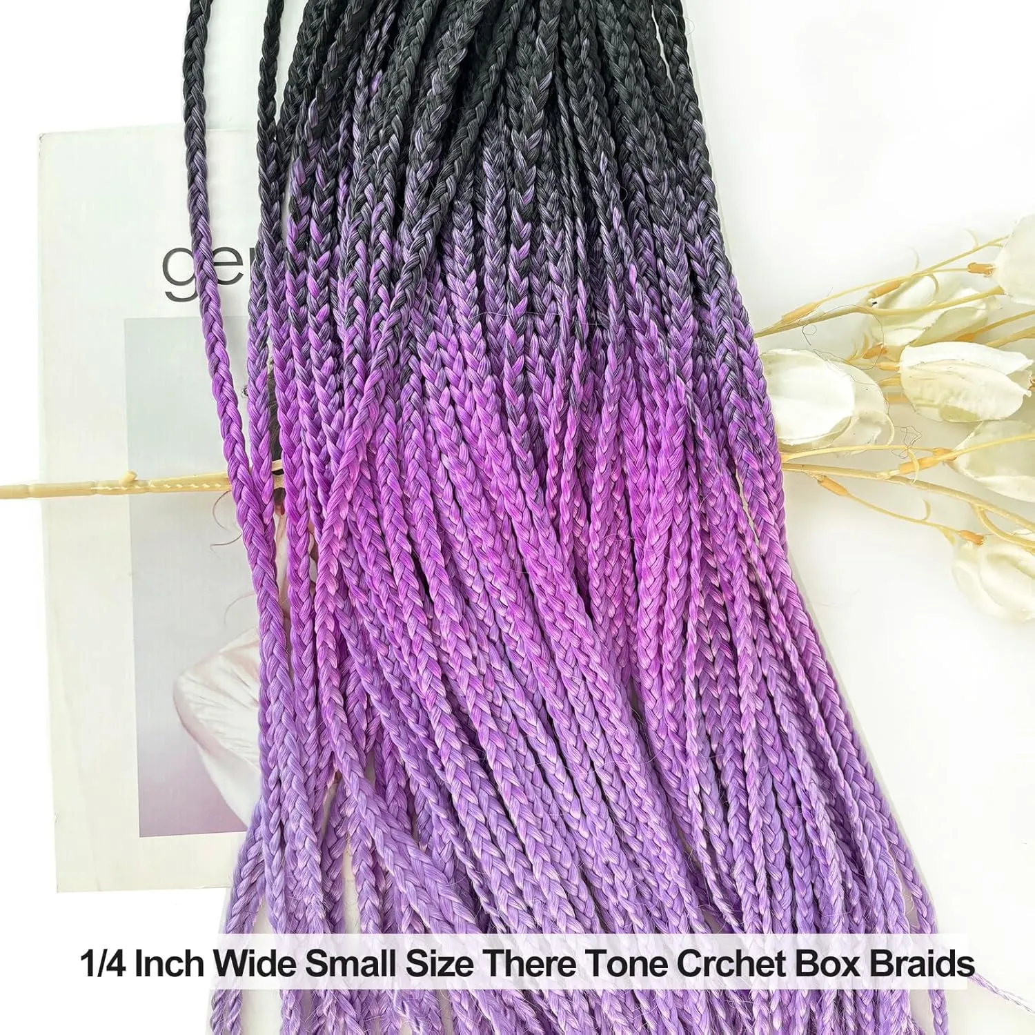 Ombre Purple Crochet Box Braids Pre Looped Crochet Braids for Women and Girl 20 Inch Small Size Thin Braid Hair Extension (Ombre Purple, 20 inch box braids 6 packs)