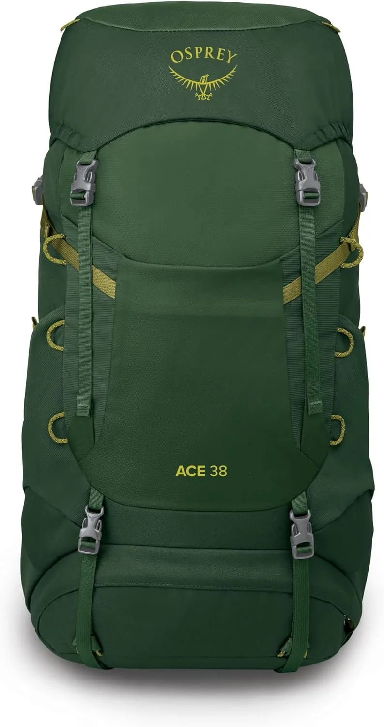Osprey Ace 38L Kids' Backpacking Backpack, Green Canopy