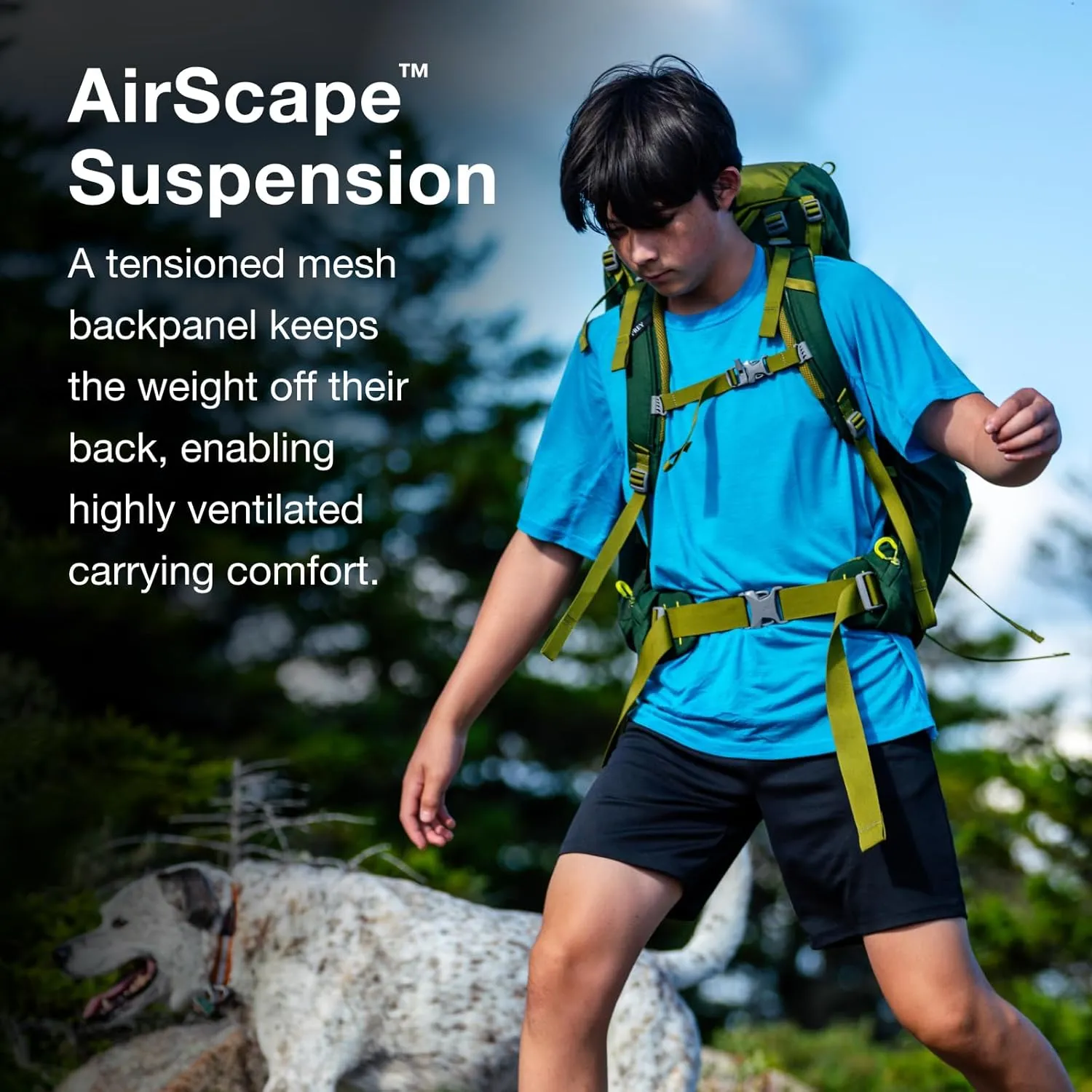 Osprey Ace 38L Kids' Backpacking Backpack, Green Canopy