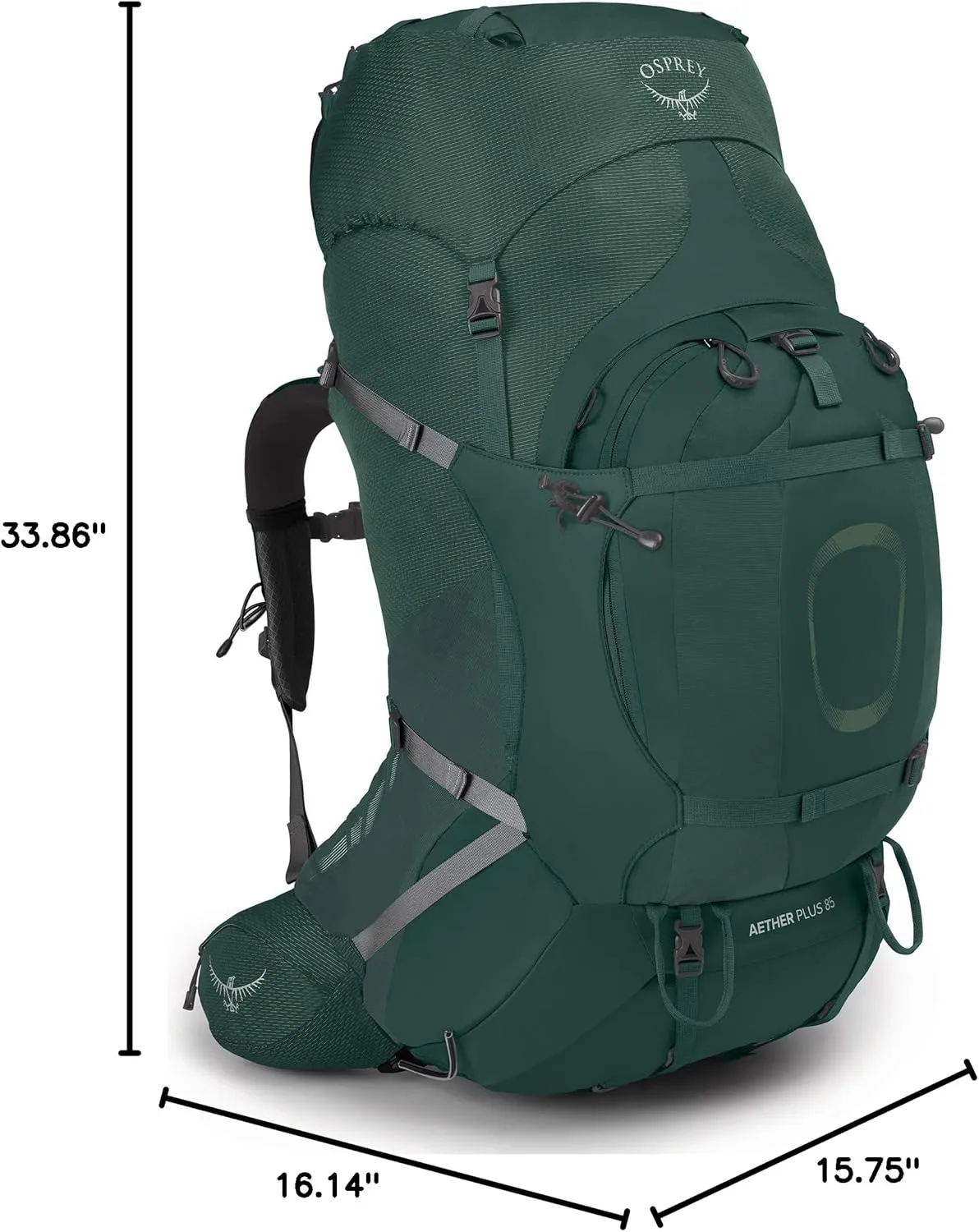 Osprey Aether Plus 85L Men's Backpacking Backpack, Axo Green, L/XL