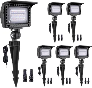 Outdoor Low Voltage LED Flood Lights - 12W 12V Landscape Wall Wash Lights, IP65 Waterproof Angle Adjustable Aluminum Brown Hardwired for Wall House Patio Backyard 6 Pack