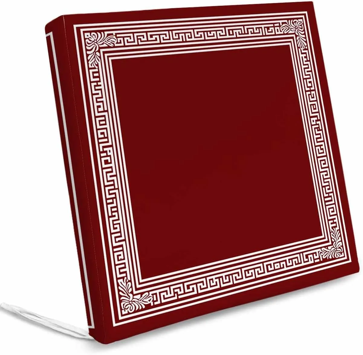 Outdoor Waterproof Cushion Covers Burgundy Red Key Pattern Replacement Stretch Seat Slipcover for Patio, Orange Back Print Geometric Chair Couch Sofa Covers Furniture Protector Set of 2,22x22IN