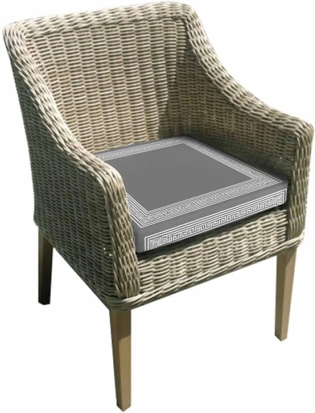 Outdoor Waterproof Cushion Covers Grey Key Pattern Replacement Stretch Seat Slipcover for Patio, Orange Back Print Geometric Chair Couch Sofa Covers Furniture Protector Set of 2,24x24IN