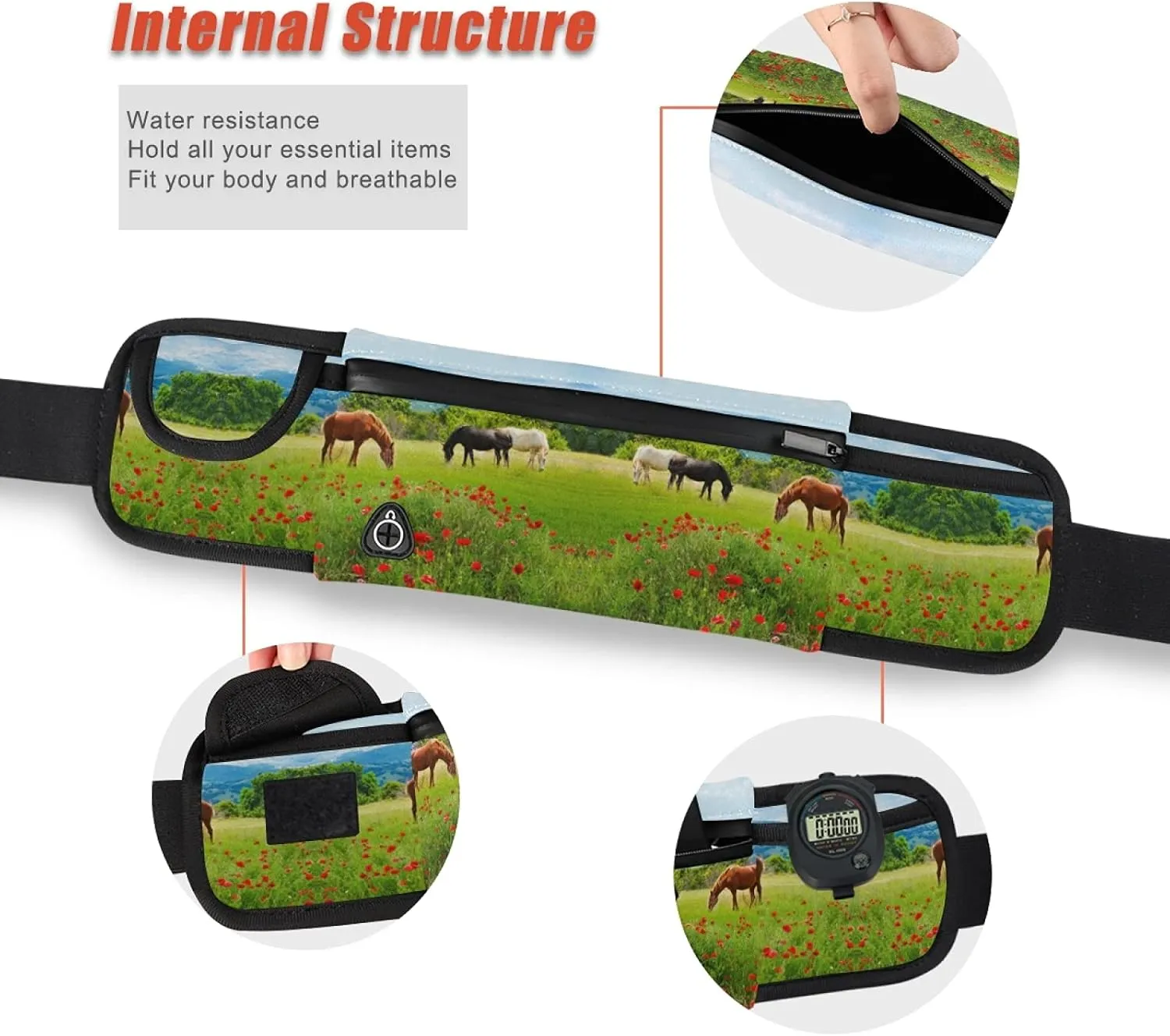 Oyihfvs Adjustable Running Belt, Fanny Pack Waist Pack, Runners Bag, Sports Hiking Fitness Exercise Gym Pouch for Women Men Accessories