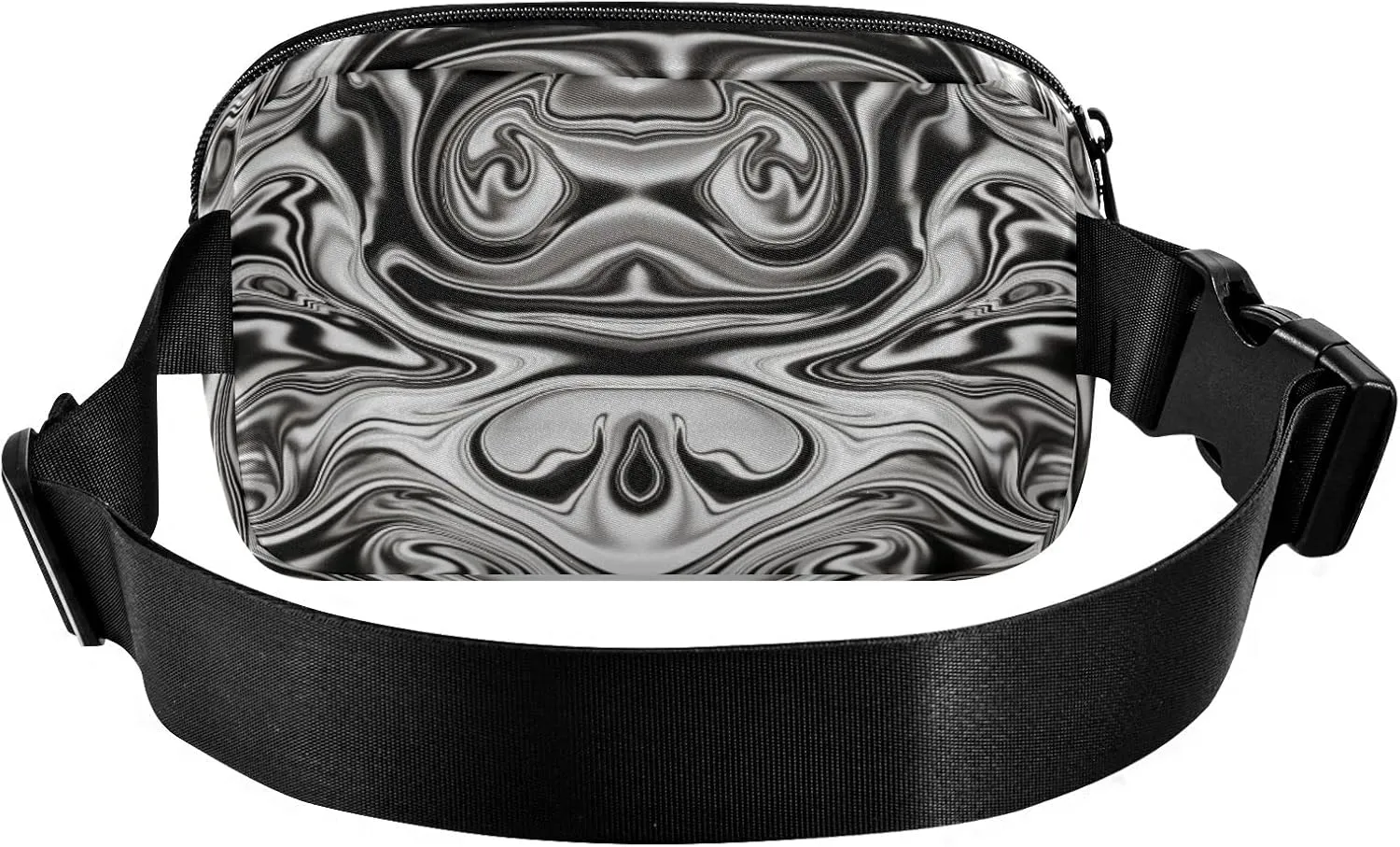 Oyihfvs Mineral, Marble Black and White with Nacre Abstract Paint Art Adjustable Fanny Waist Pack Pouch, Waterproof Runners Sports Waist Pack Wallet for Sports Hiking Fitness Cycling Gym Women Men