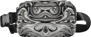 Oyihfvs Mineral, Marble Black and White with Nacre Abstract Paint Art Adjustable Fanny Waist Pack Pouch, Waterproof Runners Sports Waist Pack Wallet for Sports Hiking Fitness Cycling Gym Women Men