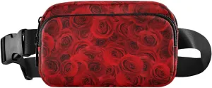 Oyihfvs Seamless Beautiful Red Roses Floral Flowers Texture Adjustable Fanny Waist Pack Pouch, Waterproof Runners Sports Waist Pack Wallet for Sports Hiking Fitness Cycling Gym Women Men