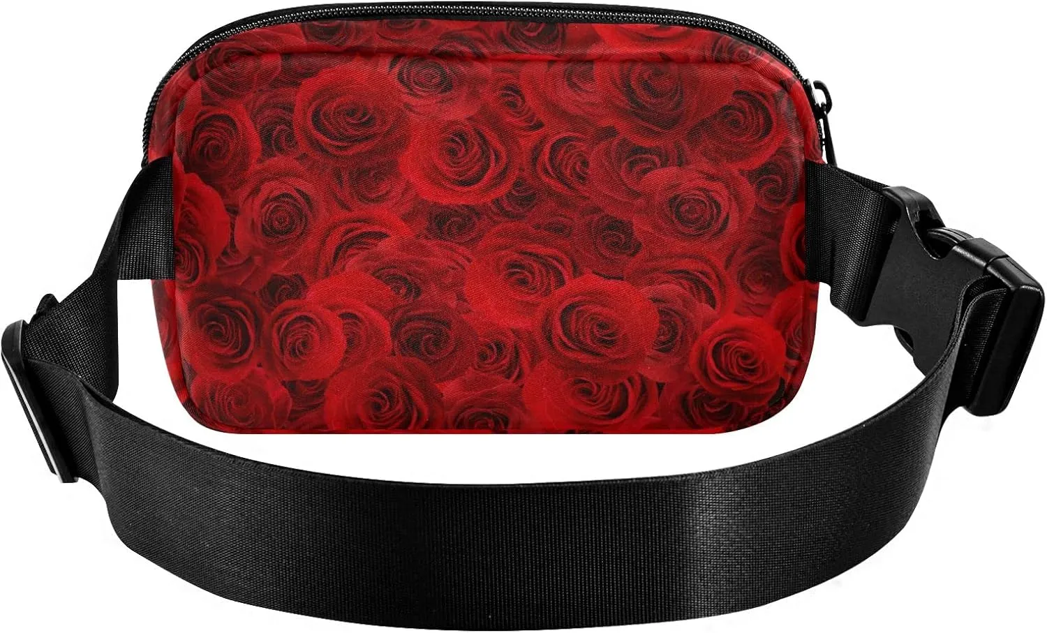 Oyihfvs Seamless Beautiful Red Roses Floral Flowers Texture Adjustable Fanny Waist Pack Pouch, Waterproof Runners Sports Waist Pack Wallet for Sports Hiking Fitness Cycling Gym Women Men