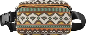 Oyihfvs Seamless Tribal Ethnic Pattern in Vintage Retro Style Adjustable Fanny Waist Pack Pouch, Waterproof Runners Sports Waist Pack Wallet for Sports Hiking Fitness Cycling Gym Women Men