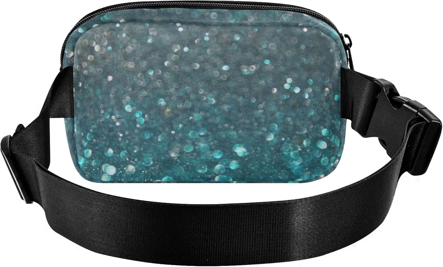 Oyihfvs Turquoise Blue and Silver White Defocused Lights Background Adjustable Fanny Waist Pack Pouch, Waterproof Runners Sports Waist Pack Wallet for Sports Hiking Fitness Cycling Gym Women Men