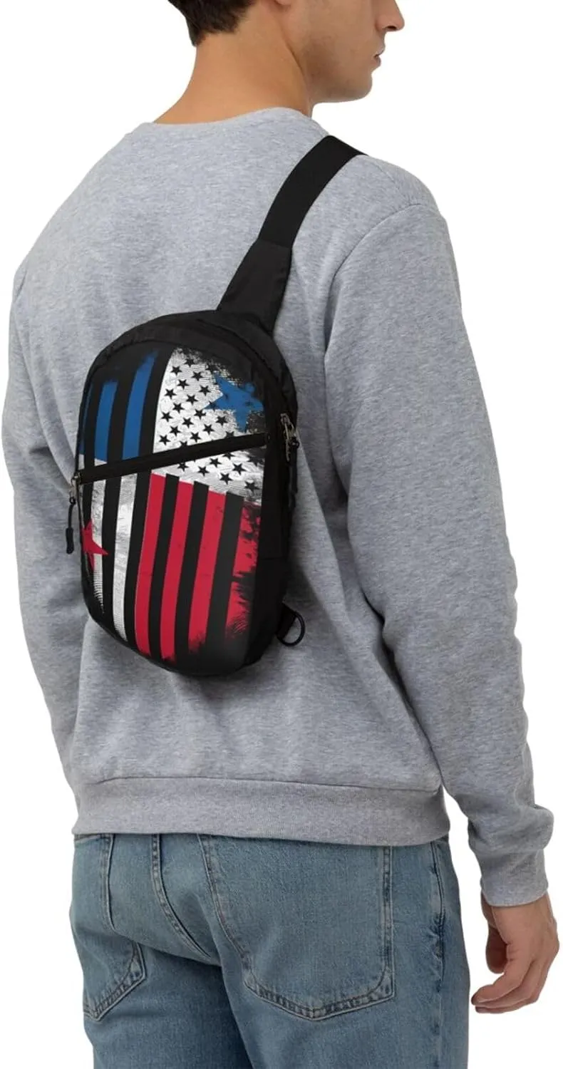 Panamanian American Flag Panama Portable Crossbody Bag Foldable Sling Bags Sports Gym Chest Daypack Reusable Shoulder Backpack Casual Diagonally Rucksack Fanny Packs