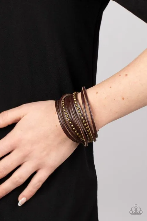 Paparazzi Bracelet ~ Studded Sensation - Brass