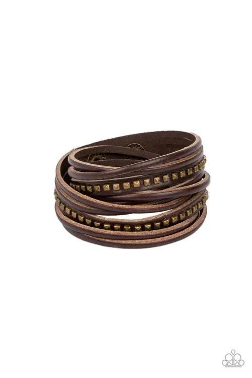 Paparazzi Bracelet ~ Studded Sensation - Brass