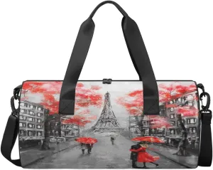 Paris Eiffel Tower Travel Duffel Bag Romance Couple Lover Sports Gym Bag Men Women Sports Travel Luggage Bag 17.6”×9”×9 “ Duffel Bag Weekend Overnight Gym Bag Nvenient For Carrying