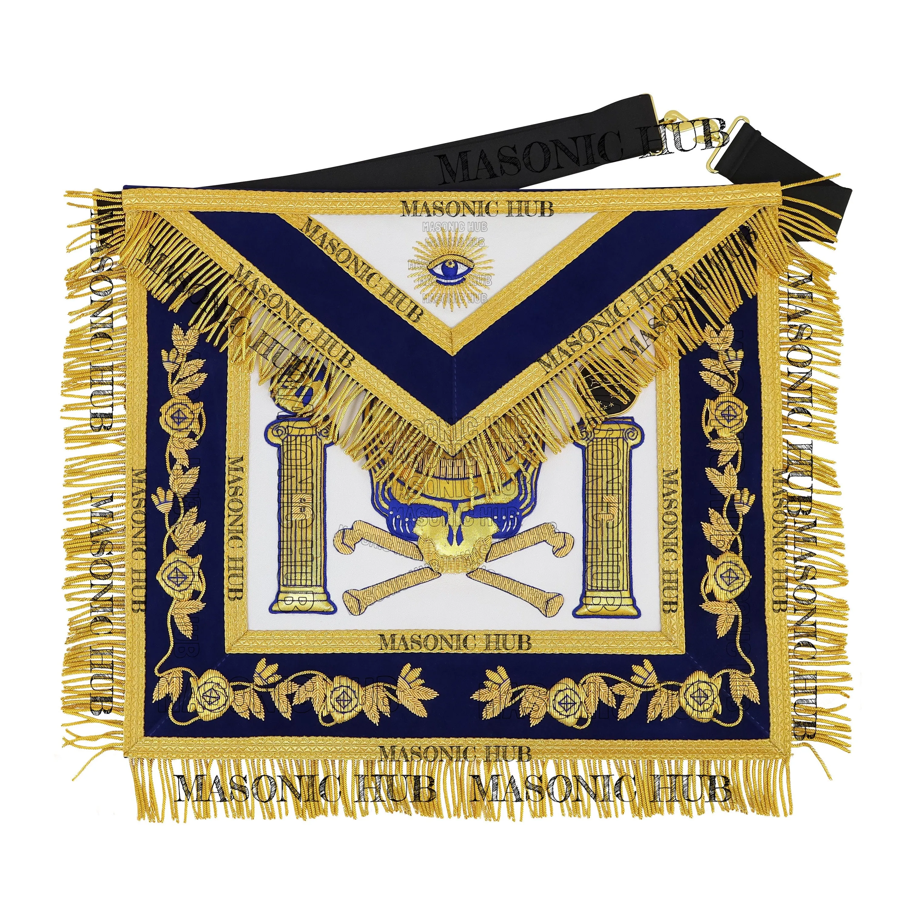 Past Master Skull & Cross Bones 100% Lambskin Masonic Apron - Handcrafted
