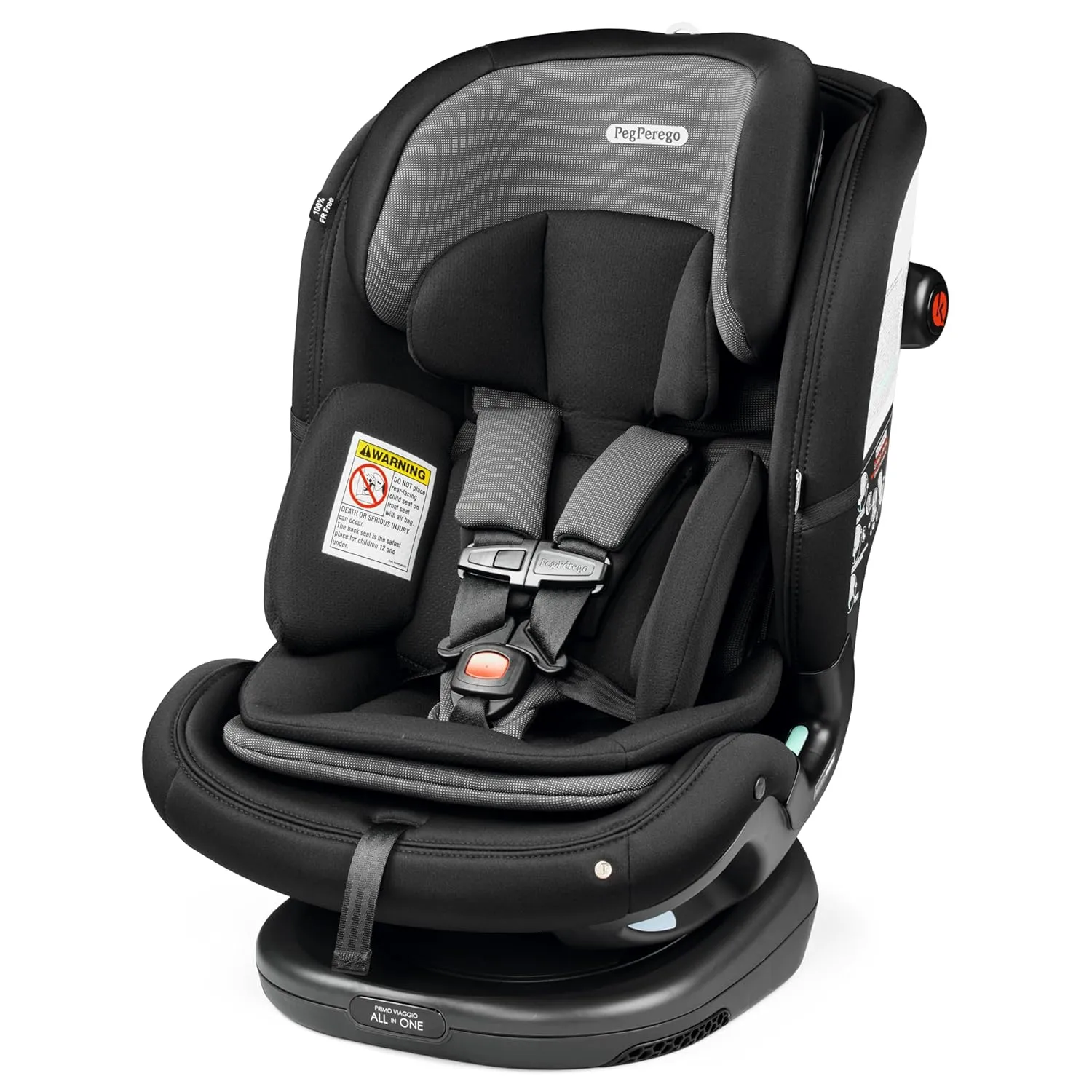 Peg Perego Primo Viaggio All-in-One Convertible Car Seat – Newborn to 10  Years – 5-120 lbs – Height Adjustable & Slim, 100% FR-Free, Made in Italy, Crystal Black (Black)