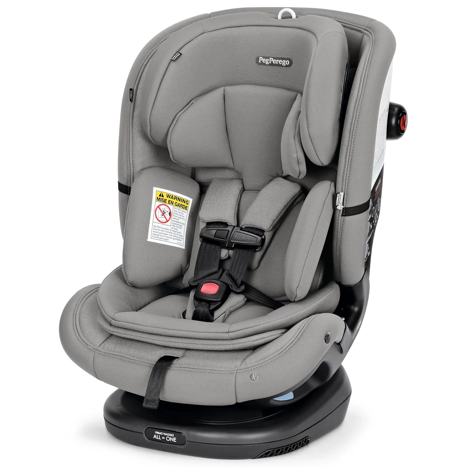 Peg Perego Primo Viaggio All-in-One Convertible Car Seat – Newborn to 10  Years – 5-120 lbs – Height Adjustable & Slim, 100% FR-Free, Made in Italy, Mercury (Grey)