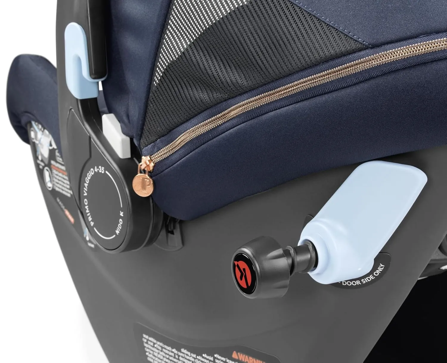 Peg Perego Primo Viaggio Nido - Rear Facing Infant Car Seat - Includes Base with Load Leg & Anti-Rebound Bar - for Babies 4 to 30 lbs - Made in Italy - Blue Shine (Blue & Copper)
