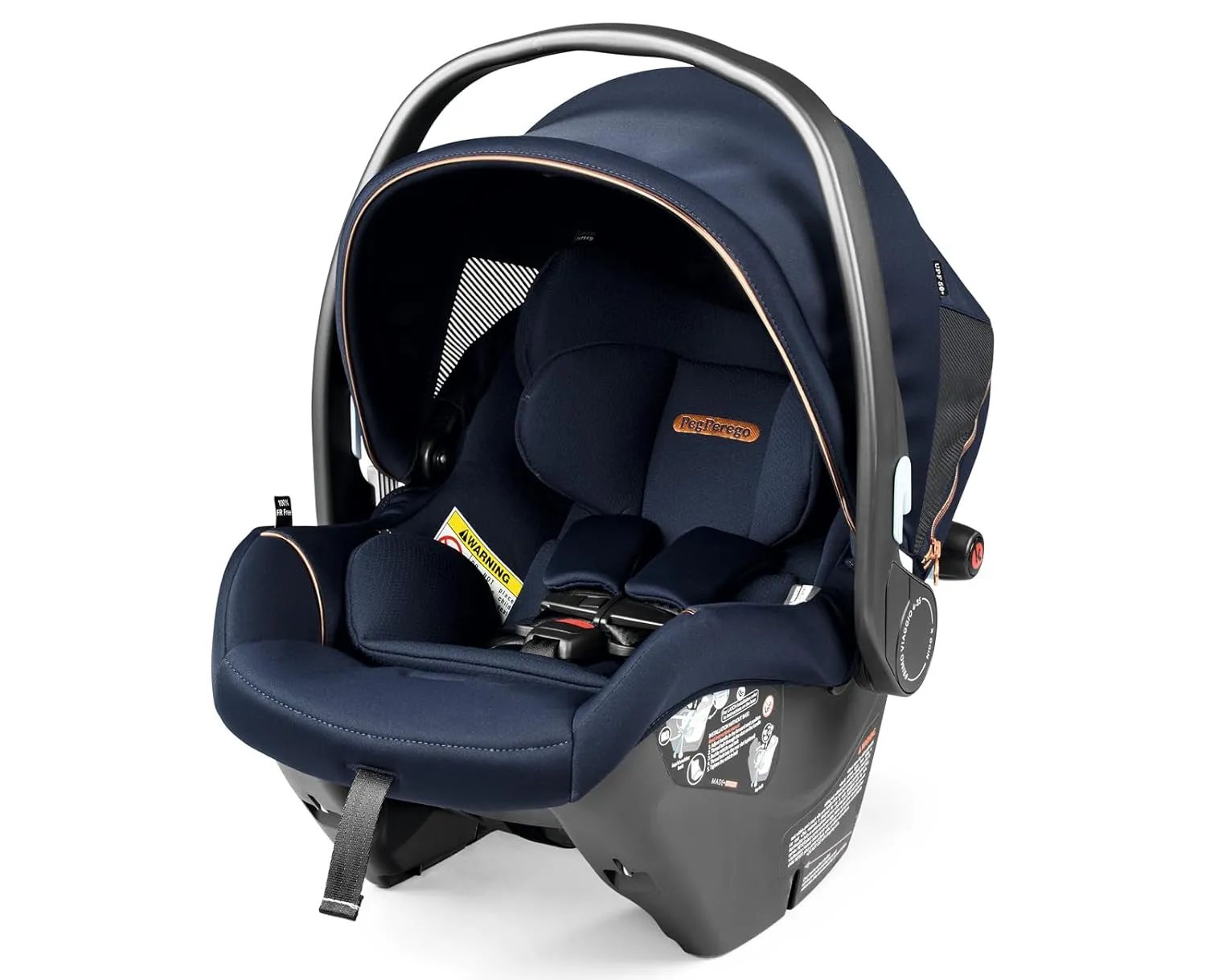 Peg Perego Primo Viaggio Nido - Rear Facing Infant Car Seat - Includes Base with Load Leg & Anti-Rebound Bar - for Babies 4 to 30 lbs - Made in Italy - Blue Shine (Blue & Copper)